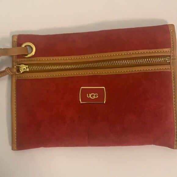 Red Ugg Jane Wallet Shearling Bag Clutch 8.75 x 6.5 - Picture 2 of 6